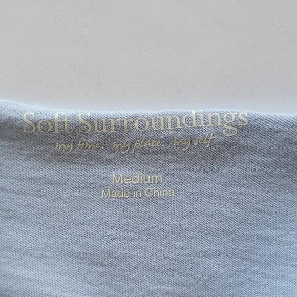 Soft Surroundings Light Blue Long Sleeve Top Cotton Women Size M Relaxed V Neck - Picture 7 of 10